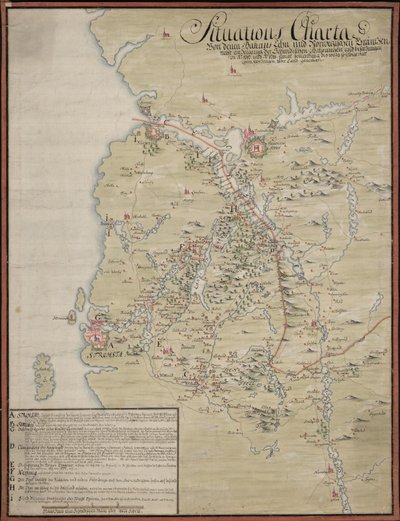 Situations Map of the Bahuus Fief and Norwegian Borders by Unknown